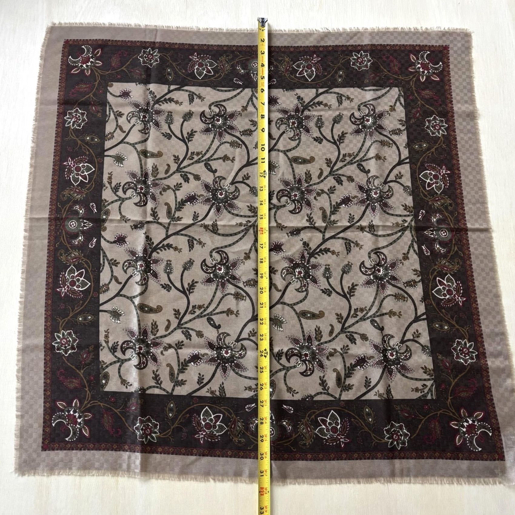 Vintage VINTAGE Brown Floral Square Scarf Womens One Size Fringe Polyester Made In Italy Size ONE SIZE - 3 Thumbnail