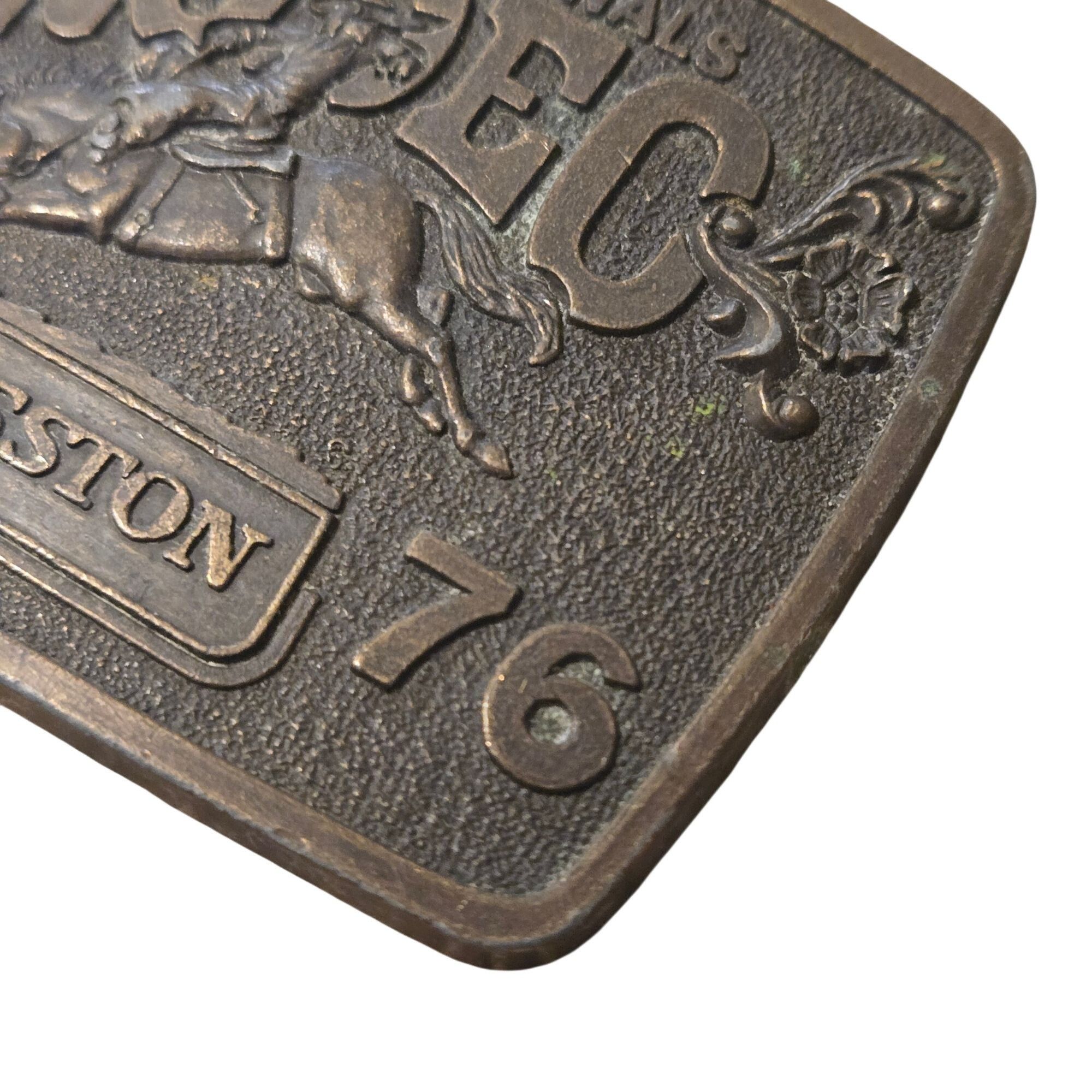 Other 1976 Hesston Rodeo Belt Buckle Vintage NFR Saddle Bronc Cowb Size ONE SIZE - 4 Thumbnail