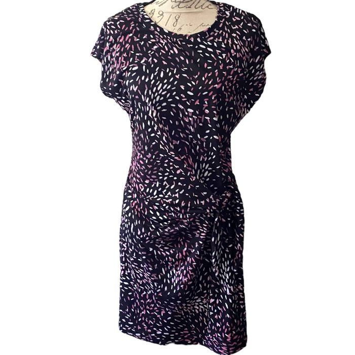 Nicole Miller Nicole Miller Black Pink Purple Spotted Side Tie Dress ...