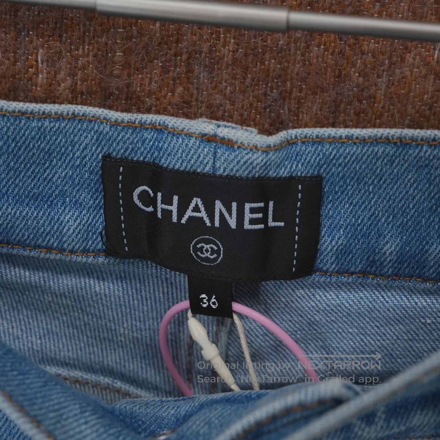 Chanel Chanel 23P blue full-print polka-dot logo jeans Size 35" - 3 Thumbnail