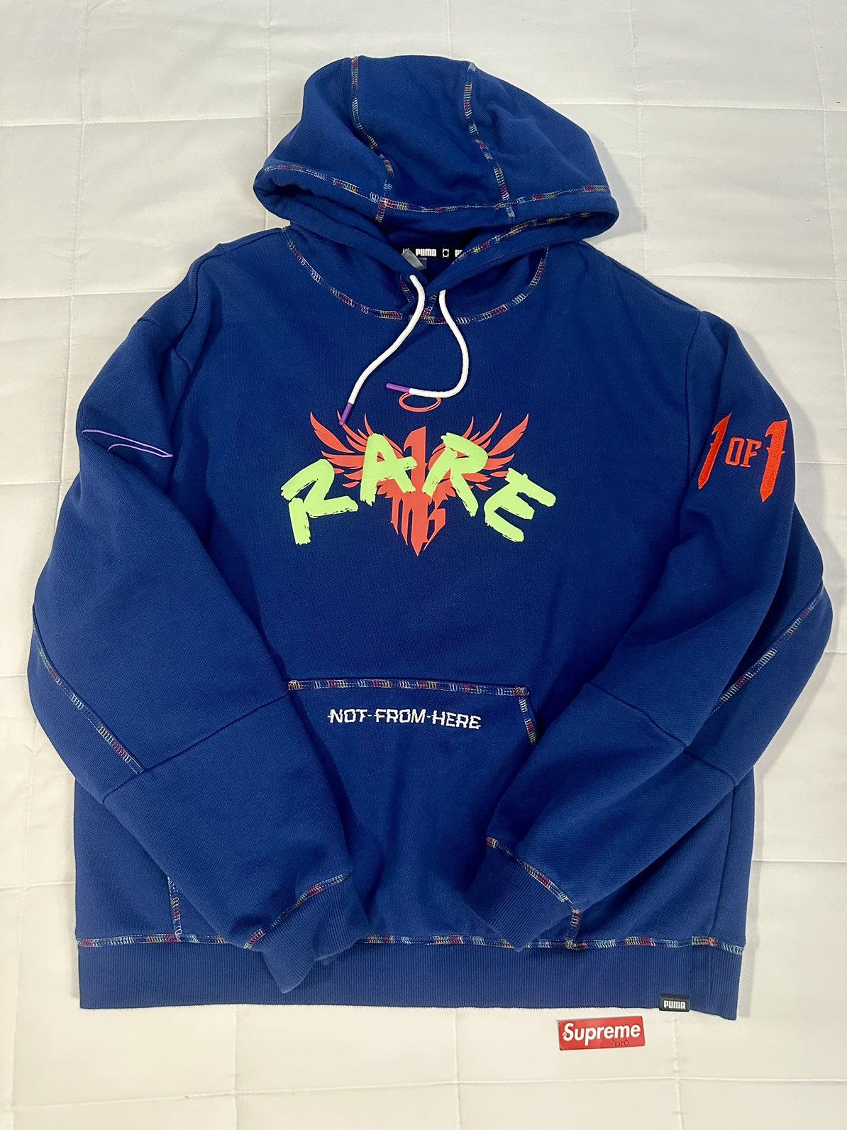 image of Puma X Lamelo Ball 1Of1 Pullover Hoodie in Blue, Men's (Size Large)