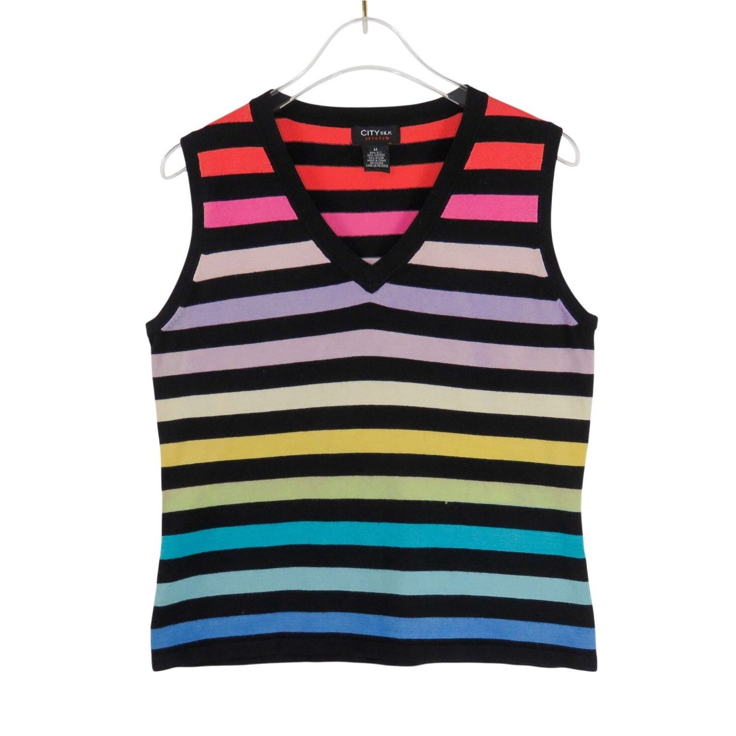 Vintage Vintage Rainbow Striped Sleeveless Knit Tank Top Medium Size M / US 6-8 / IT 42-44 - 5 Thumbnail