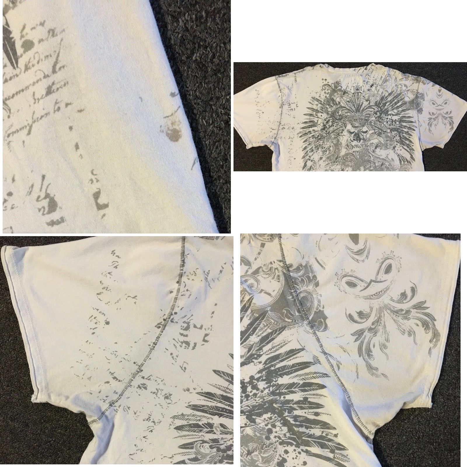 JNCO VINTAGE Cross Faded All Over Print Shirt XL Men T-Shirt White 80s 90s Biker Goth Punk Harley USA Rock 90s Grunge Tapout Jamco / Jnco style Size US XL / EU 56 / 4 - 9 Thumbnail