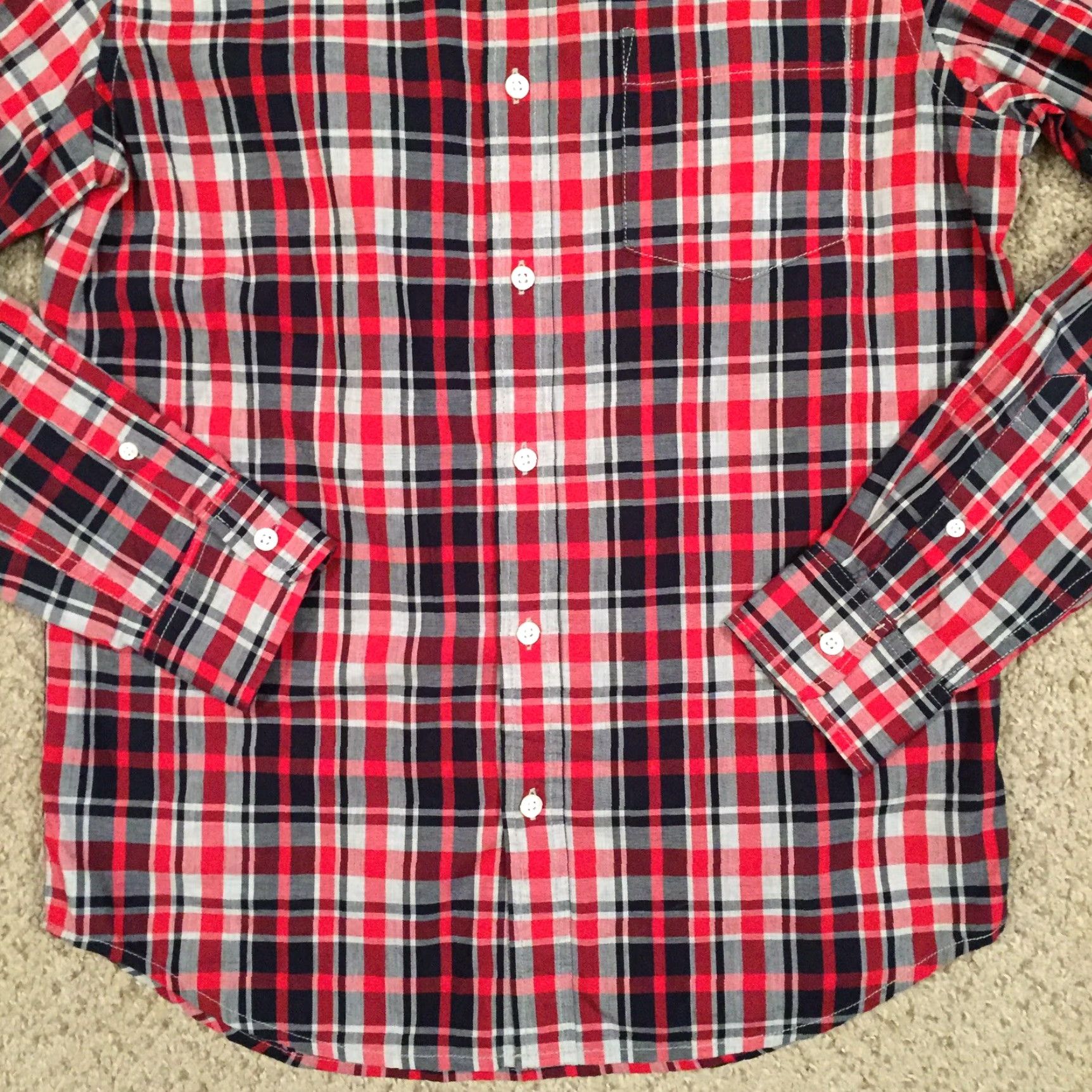 Old Navy Old Navy Shirt Mens Slim Red Black Plaid Long Sleeve Button-Up Size S Size US S / EU 44-46 / 1 - 4 Thumbnail