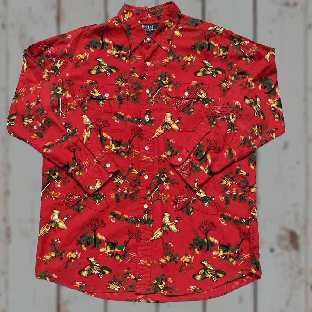 Polo Ralph Lauren VINTAGE Polo Ralph Lauren Bird Shirt L Long Adult 90s Mens Size US L / EU 52-54 / 3 - 1 Thumbnail