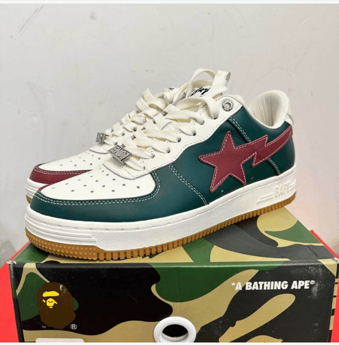 Bape A Bathing Ape Bapesta Low White Green Red Sneakers Size US 9.5 / EU 42-43 - 1 Thumbnail