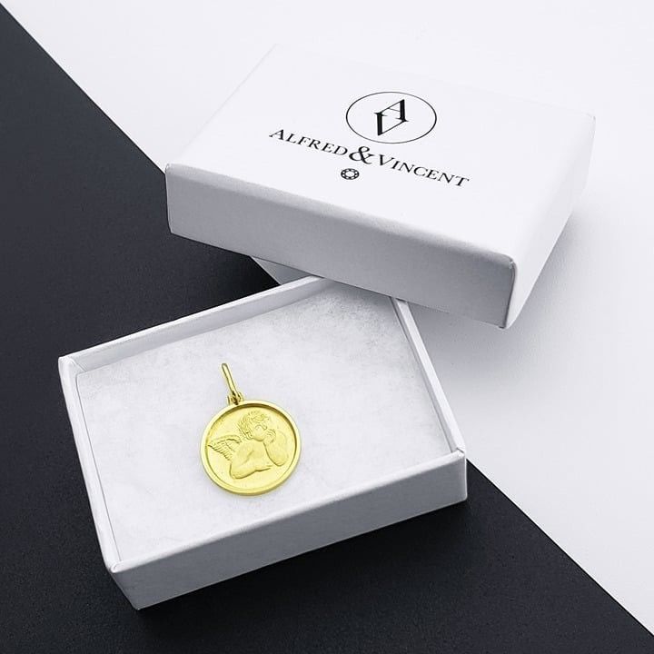 Other Guardian Angel Charm 14k Yellow Gold 19mm Baptismal Pendant Size ONE SIZE - 1 Thumbnail