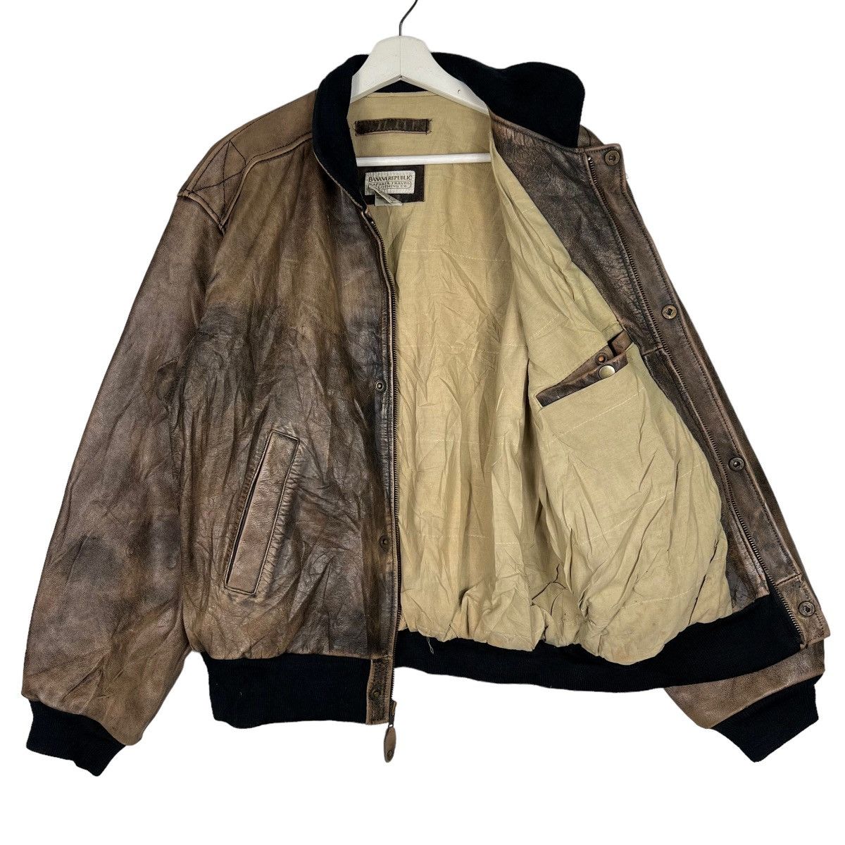 Banana Republic 🔥 1980s BANANA REPUBLIC TRAVEL SAFARI DYED LEATHER JACKET Size US L / EU 52-54 / 3 - 13 Thumbnail