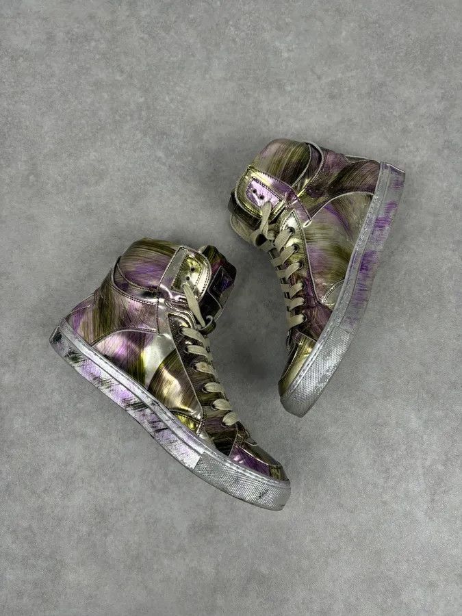 Maison Margiela MM6 Maison Margiela Purple Metallic Leather High Sneakers Size US 8 / IT 38 - 12 Thumbnail