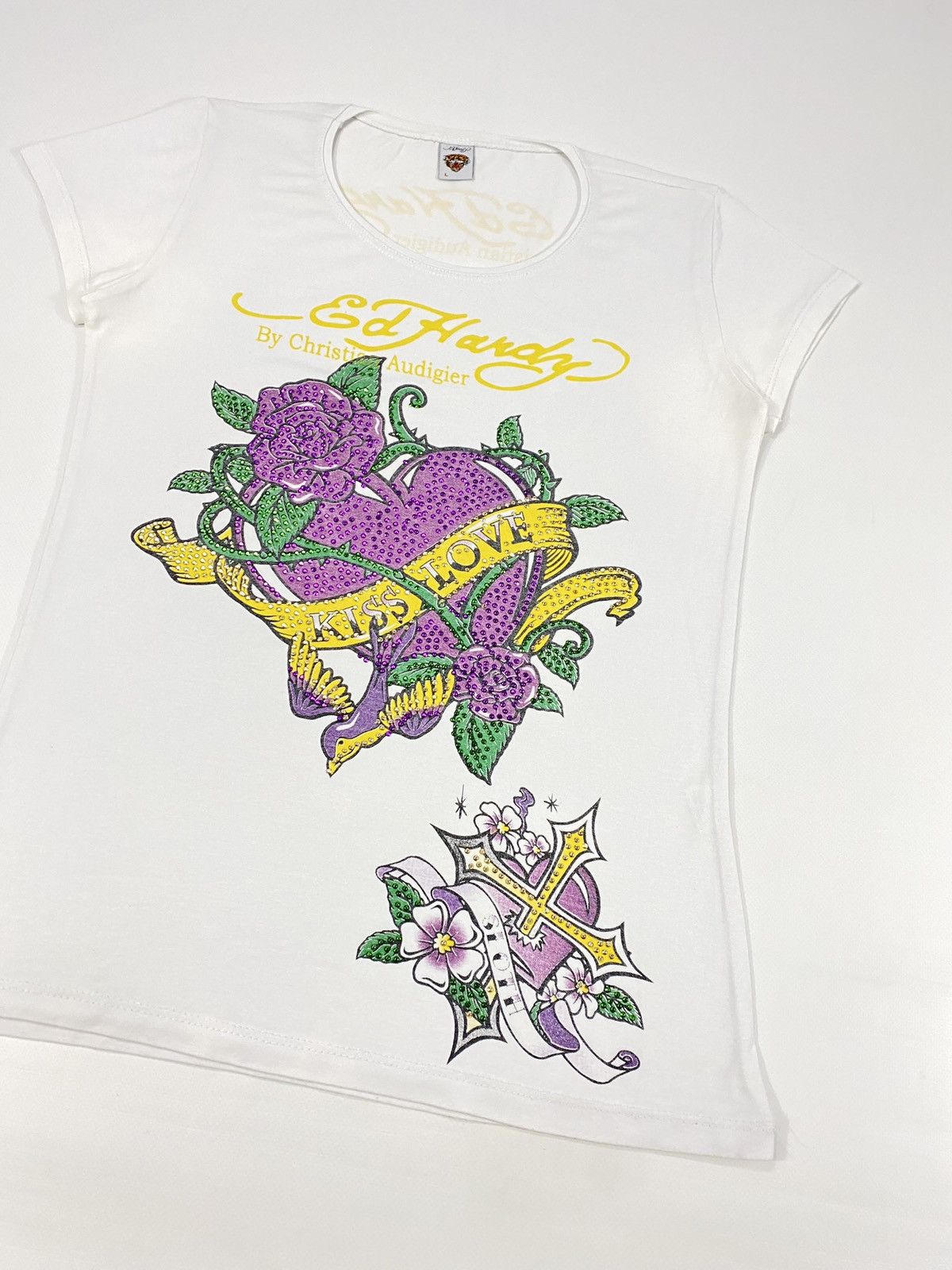 Ed Hardy 🔥LASTDROP🔥 Y2K Ed Hardy Kiss Love Heart Crosses T-shirt Size M / US 6-8 / IT 42-44 - 5 Thumbnail