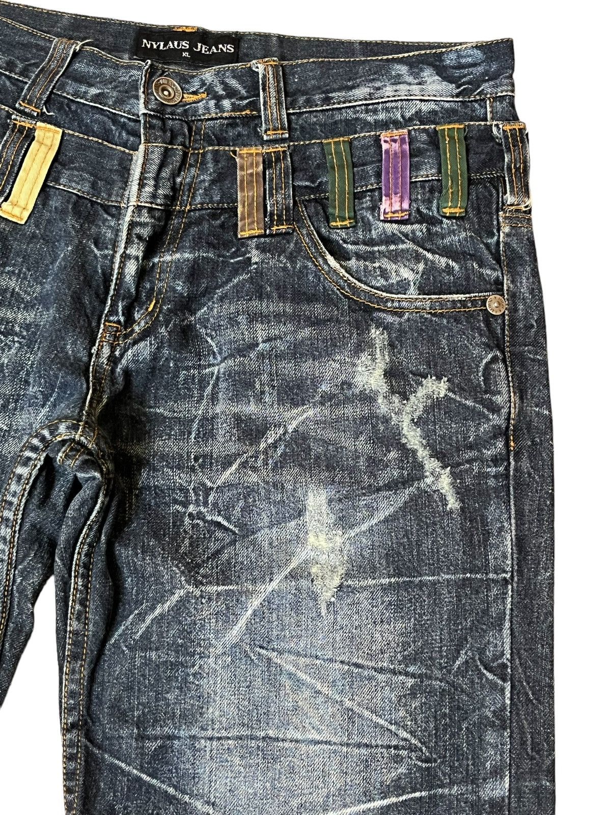 Japanese Brand SICK🔥JAPANESE BRAND "NYLAUS JEANS" DOUBLE WAIST JEANS Size US 34 / EU 50 - 4 Thumbnail