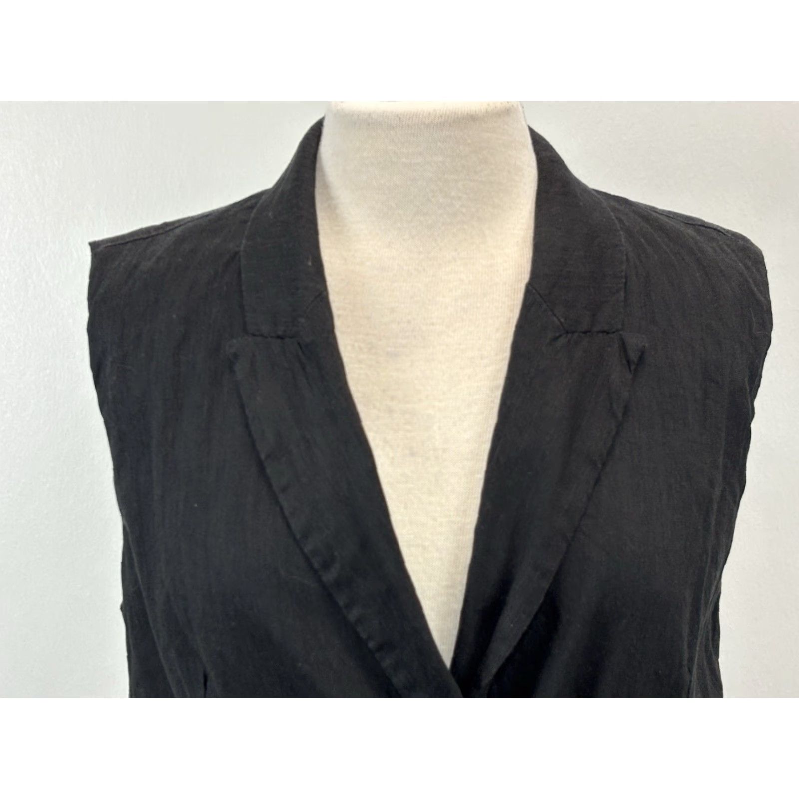Jason Wu JASON WU Linen Blend Vest Women M Black Sleeveless Mid-Length Button Double Breasted Belt Loops, No Belt, Vintage? No Size M / US 6-8 / IT 42-44 - 5 Thumbnail