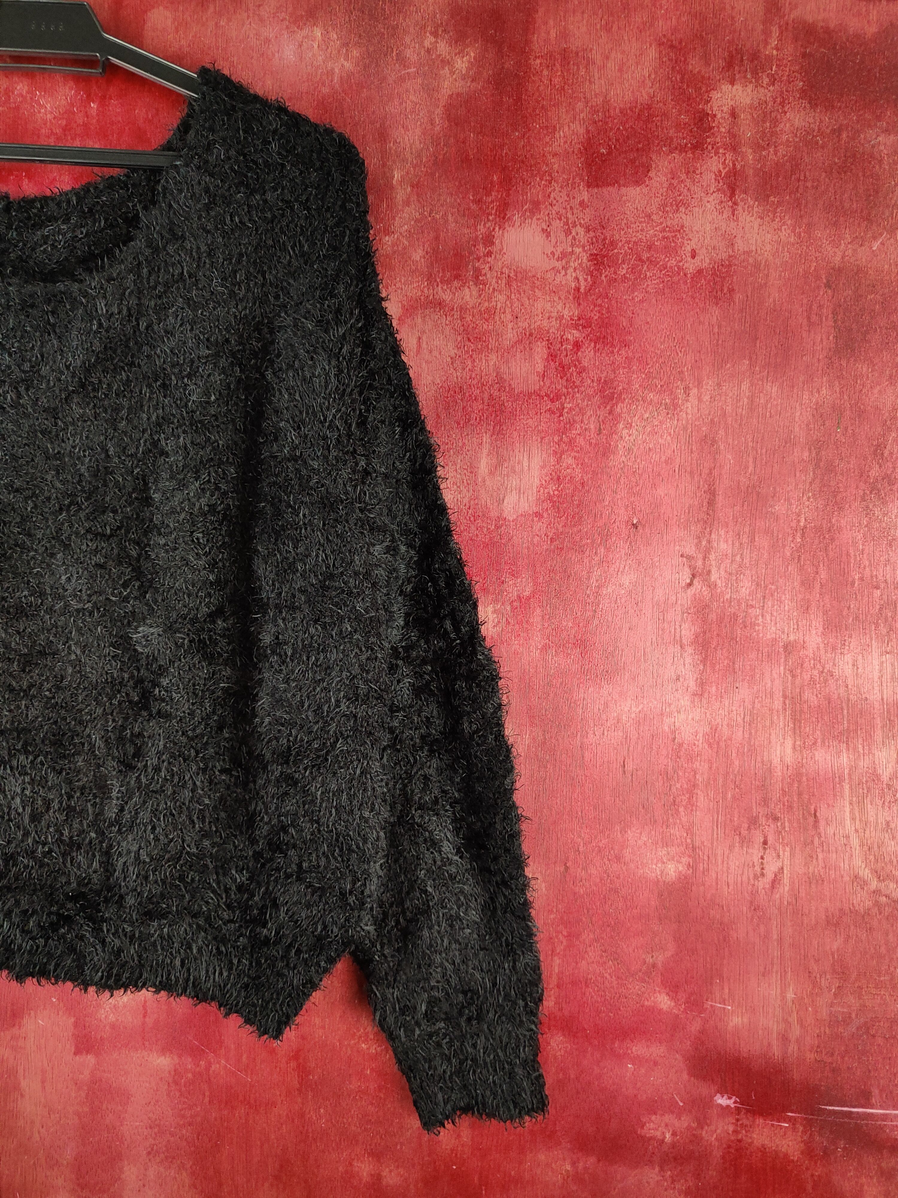 GU × Homespun Knitwear × Japanese Brand GU Black Shag Shaggy Fur Mohair Knitwear #S2189 Size XL / US 12-14 / IT 48-50 - 5 Thumbnail