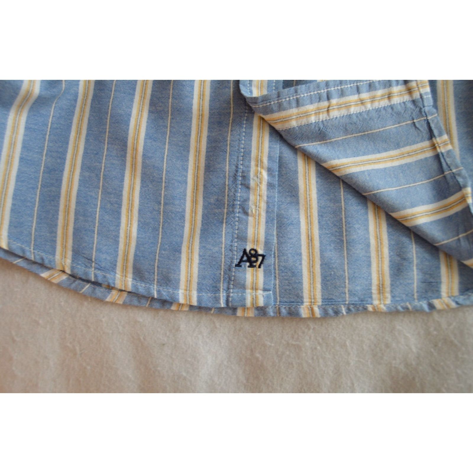 Vintage Aéropostale Mens Button Up Long Sleeve Collared Shirt Large Blue White Striped Size US L / EU 52-54 / 3 - 5 Thumbnail