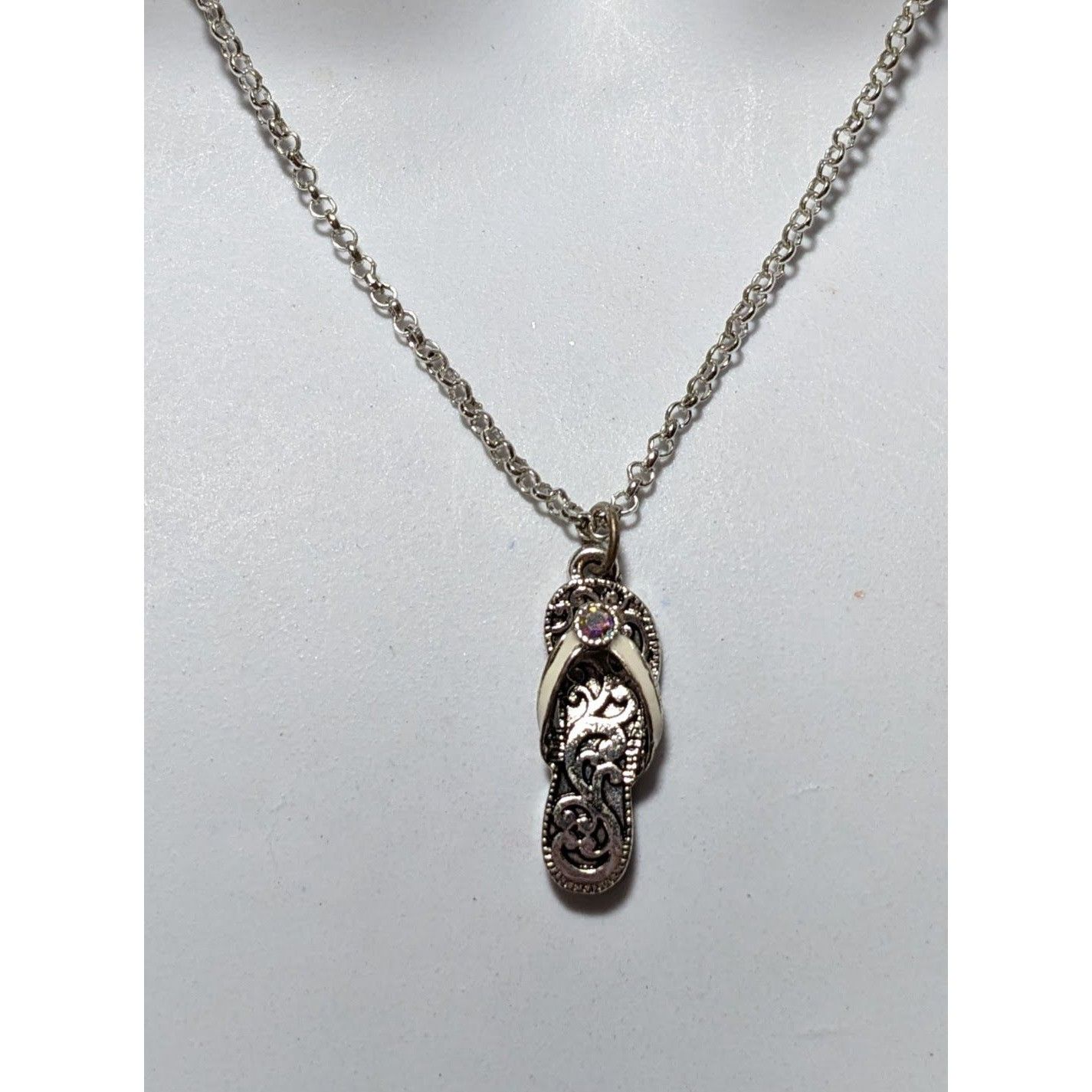 Other Silver Rhinestone Sandal Necklace Size ONE SIZE - 8 Thumbnail