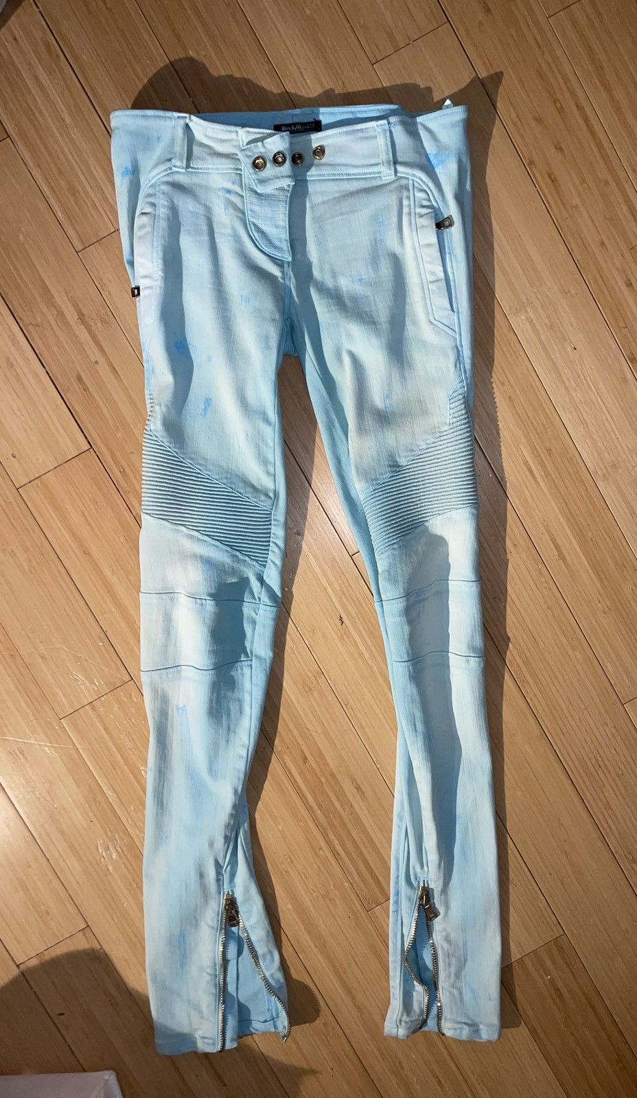 image of Balmain Mint Jeans in Green, Women's (Size 40)