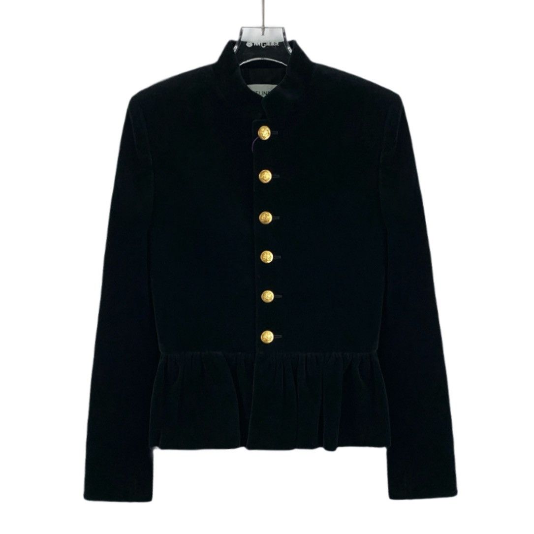 Celine Celine Black Cotton Lace Single Breasted Velvet Jacket Size XS / US 0-2 / IT 36-38 - 1 Thumbnail