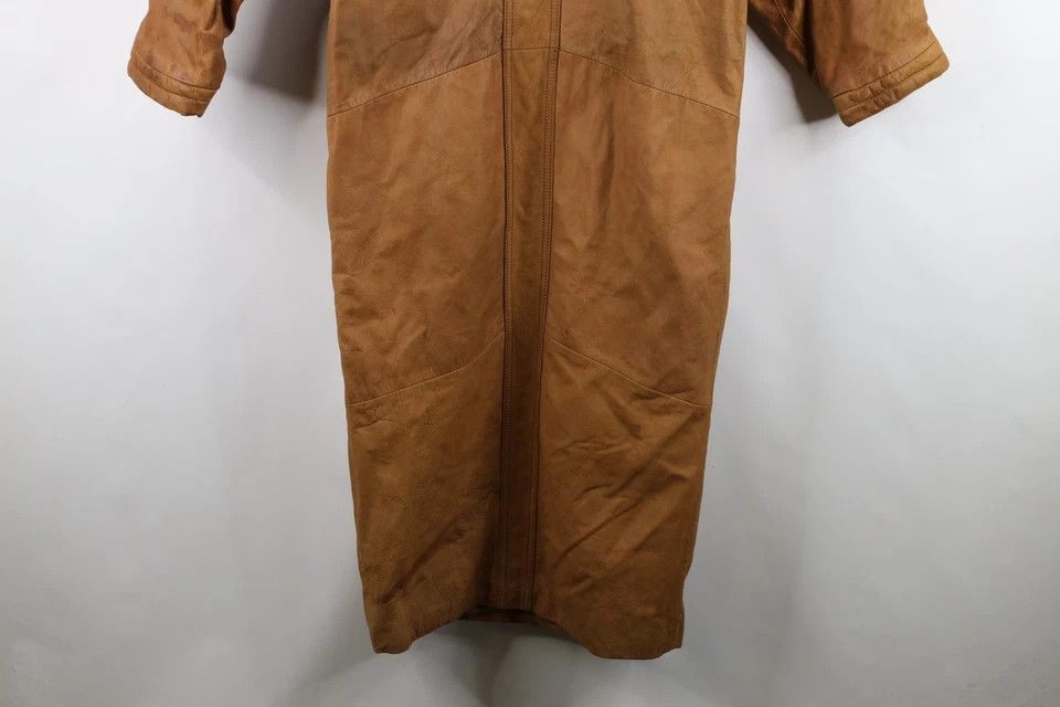 Express Vintage 90s Express Full Length Leather Jacket Coat Brown Size L / US 10 / IT 46 - 16 Thumbnail
