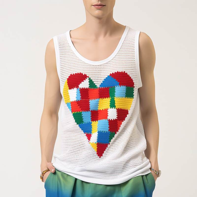 Japanese Brand × Vintage Patch Printed Polyester Heart Tank Top A007 Size US L / EU 52-54 / 3 - 1 Thumbnail