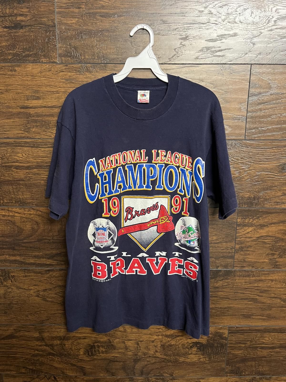 Fruit Of The Loom VTG Atlanta Braves T-shirt 1991 National League Champs L Size US L / EU 52-54 / 3 - 1 Thumbnail