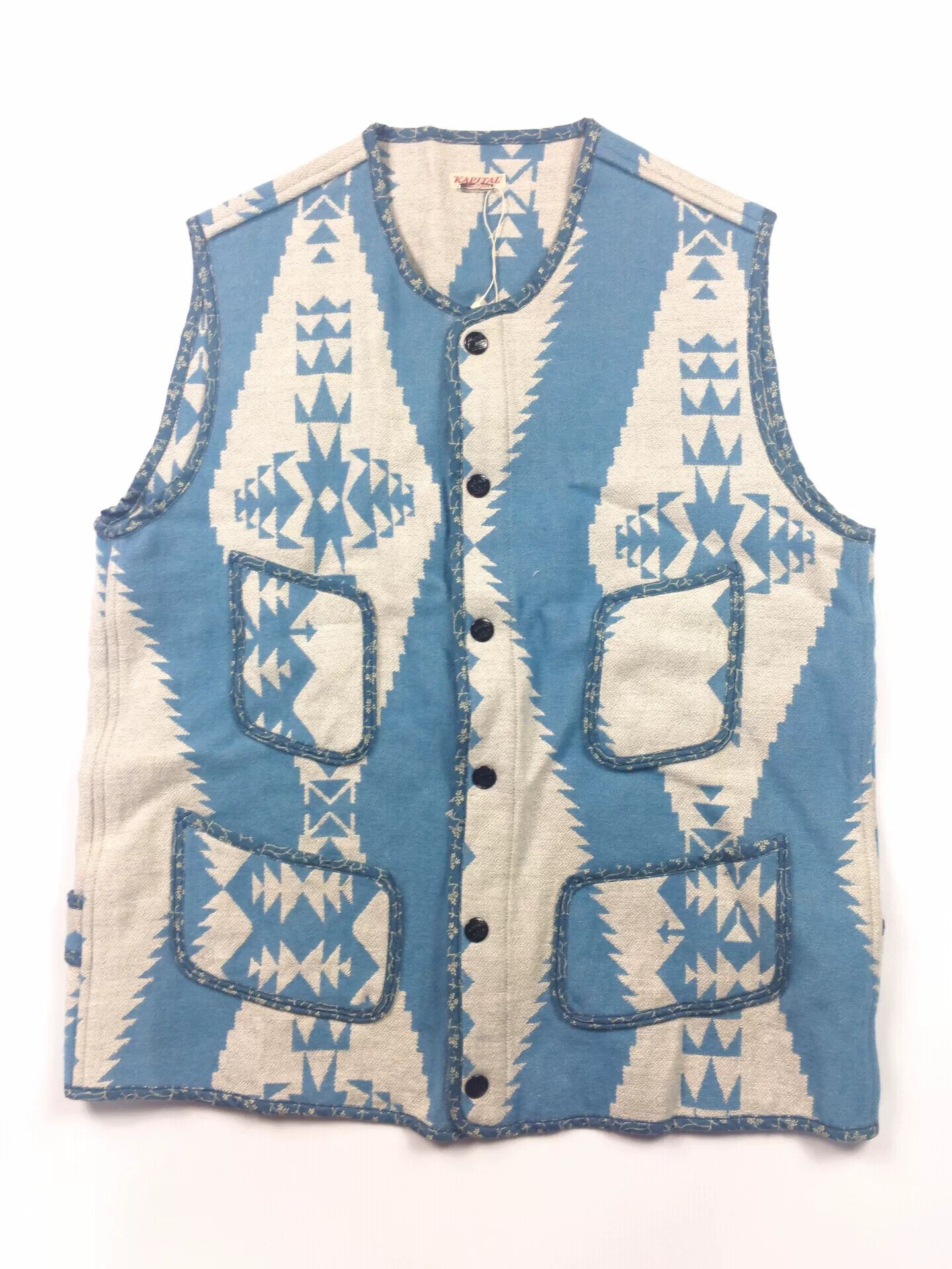 Kapital Kapital Linen Navajo Check Beach Vest Size US L / EU 52-54 / 3 - 1 Thumbnail