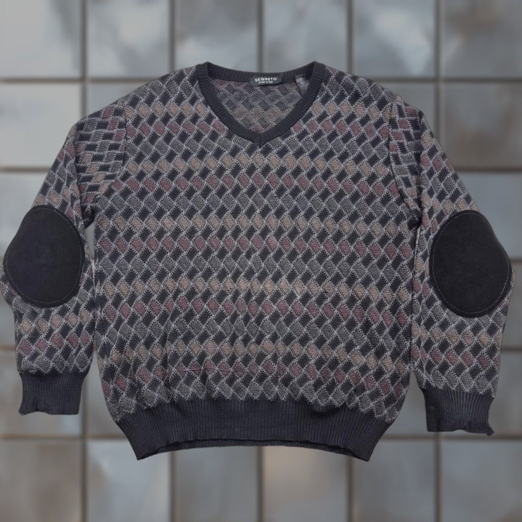 Vintage VINTAGE Segreto Sweater Mens Large Wool Argyle V-Neck Elbow Patch Knit 80s 90s Casual Fil… Size US L / EU 52-54 / 3 - 1 Thumbnail