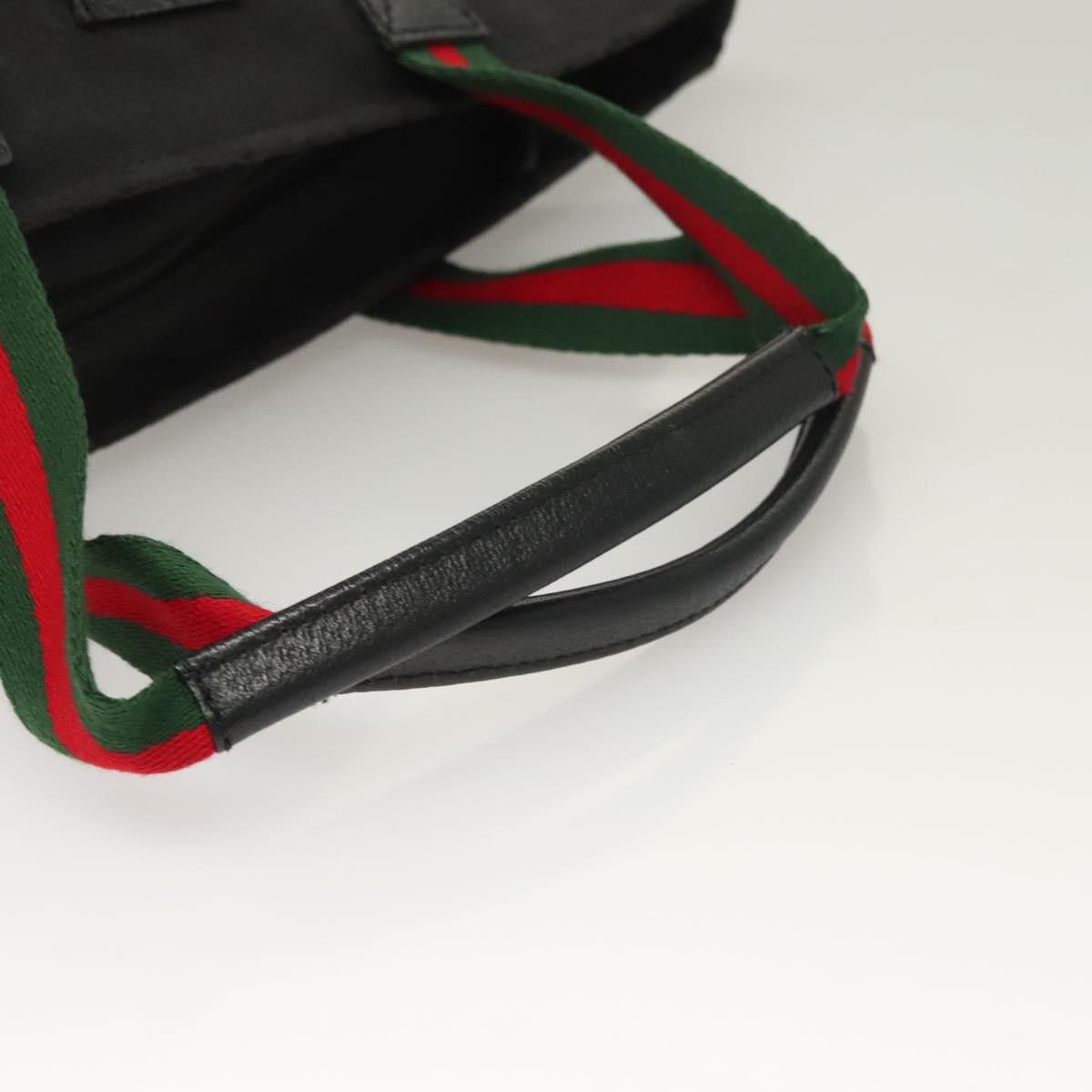 Gucci GUCCI GG Canvas Web Sherry Line Tote Bag Black Silver Size ONE SIZE - 7 Thumbnail