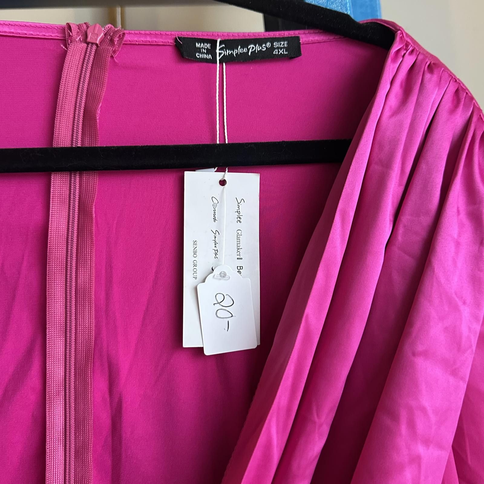 Designer Stylish Pink Draped Dress by Simple Pro - Plus Size Size 4XL / US 24-26 - 2 Thumbnail