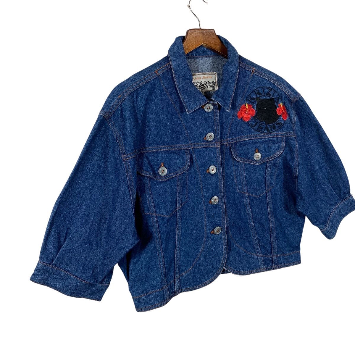 Krizia Vintage Krizia Jeans Embroidered Flowers Button Jacket Size S / US 4 / IT 40 - 3 Thumbnail