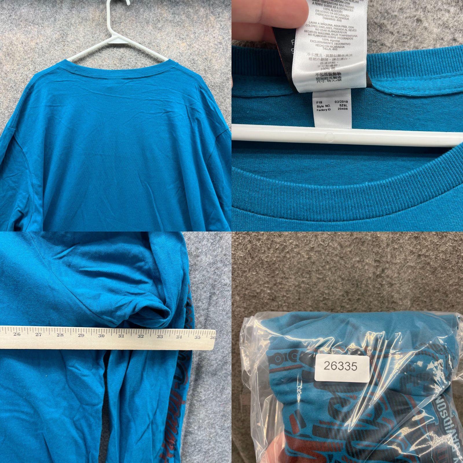 Harley Davidson Harley-Davidson Shirt Men 4XL Blue Crewneck Long Sleeve T-Shirt Motorcycle Logo Pockets Casual Regular Fit Size US XXL / EU 58 / 5 - 8 Thumbnail