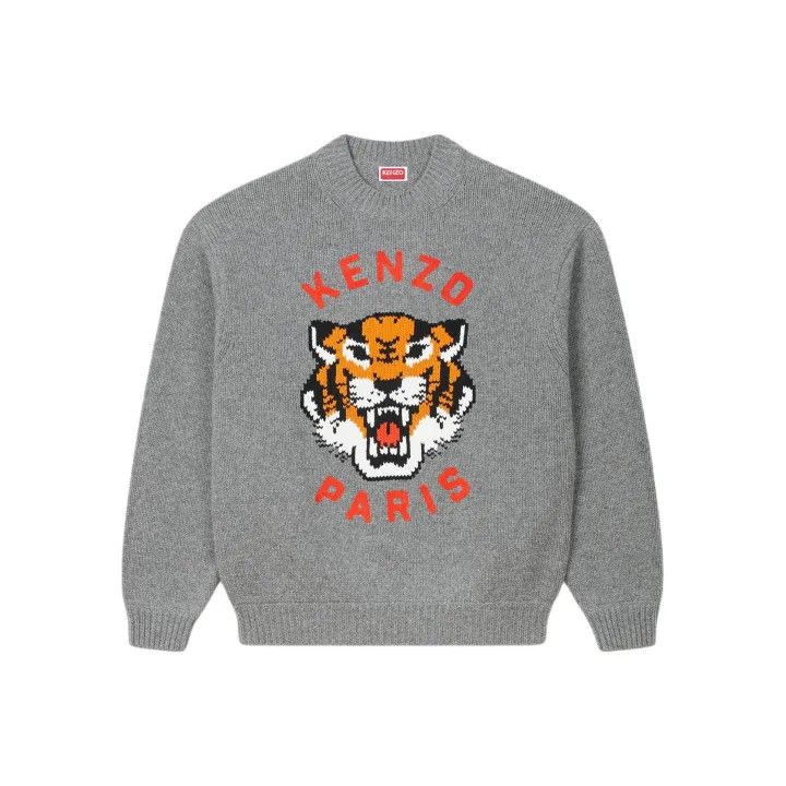 Kenzo KENZO Grey Tiger Logo Sweater for All 0079 Size US L / EU 52-54 / 3 - 1 Thumbnail