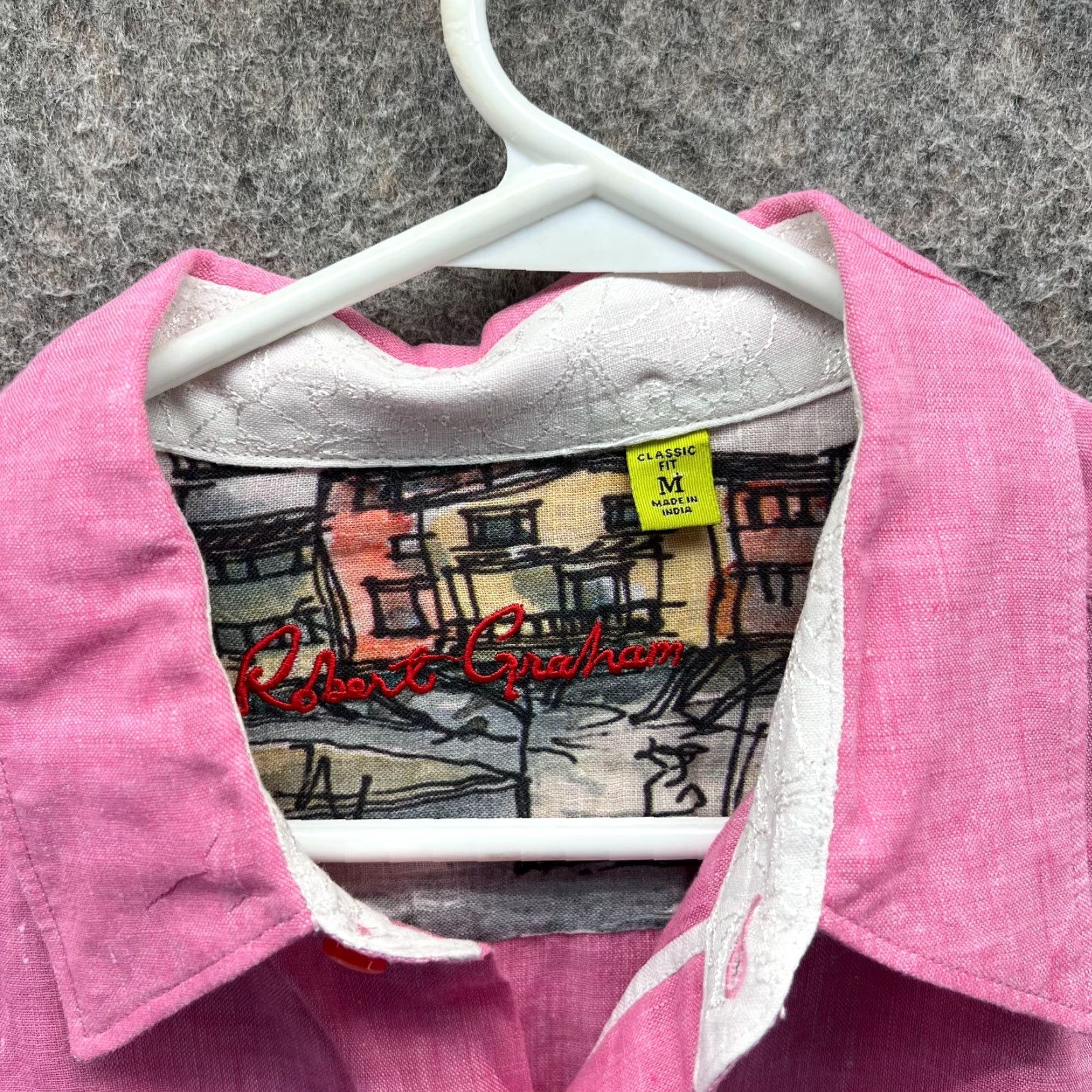 Robert Graham Robert Graham Shirt Mens Medium Pink Button Down Classic Roll Up Cuff Cotton Size US M / EU 48-50 / 2 - 4 Thumbnail