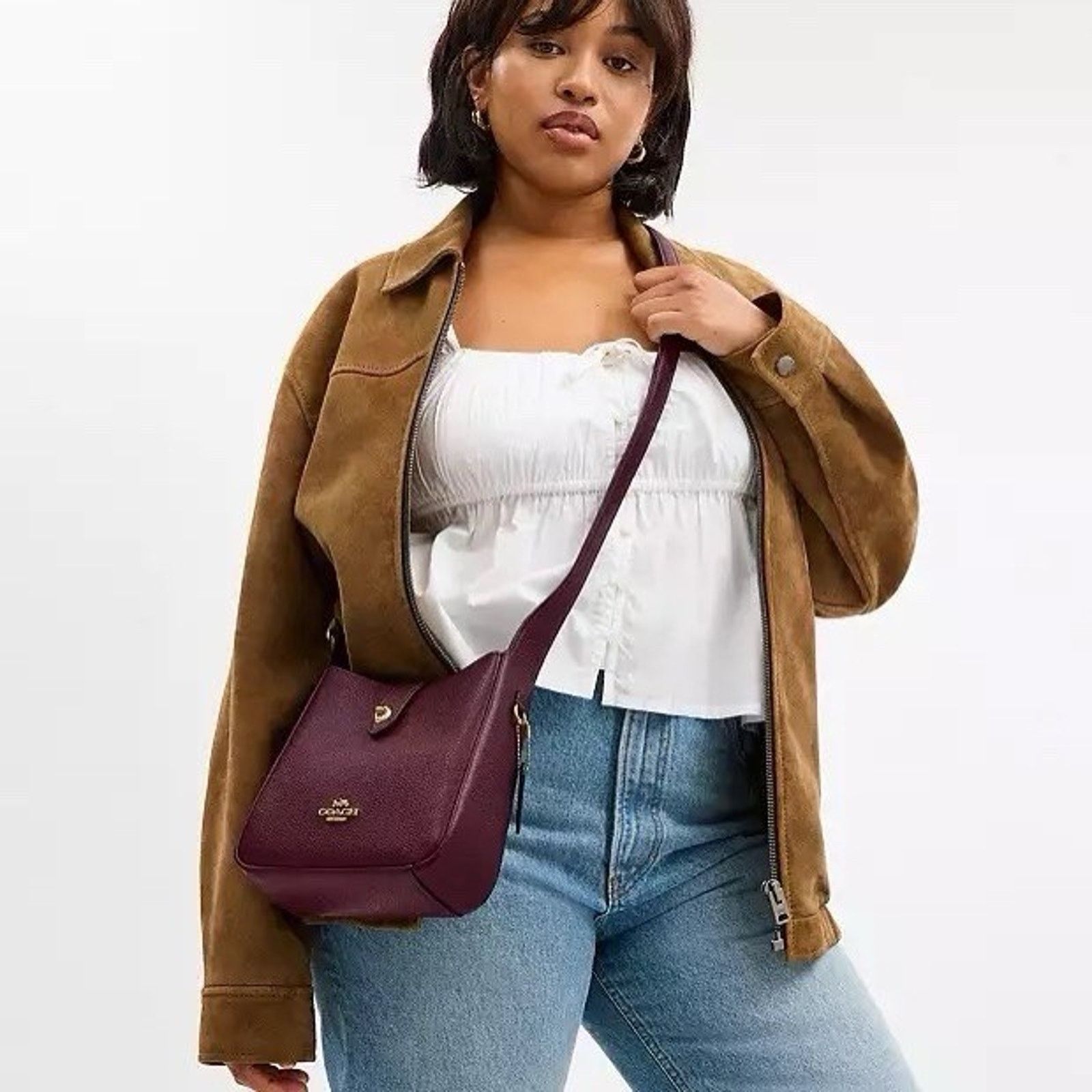 Coach NWT COACH Hadley Mini Crossbody Bag CAL60 Dark Wine Size ONE SIZE - 10 Thumbnail