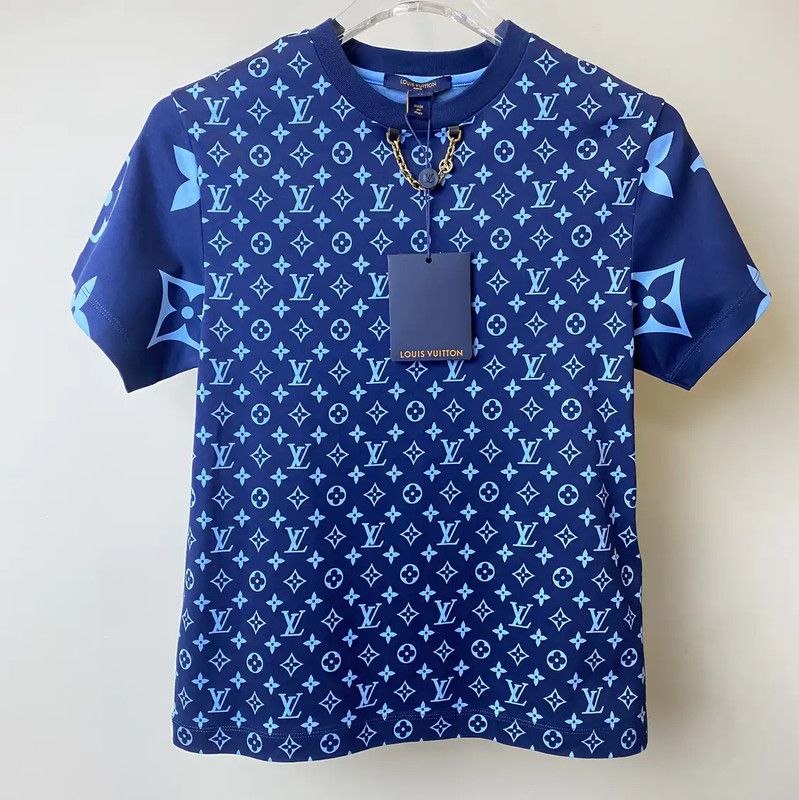 Louis Vuitton Louis Vuitton Blue Cotton T-Shirt for Women 0089 Size XS / US 0-2 / IT 36-38 - 1 Thumbnail
