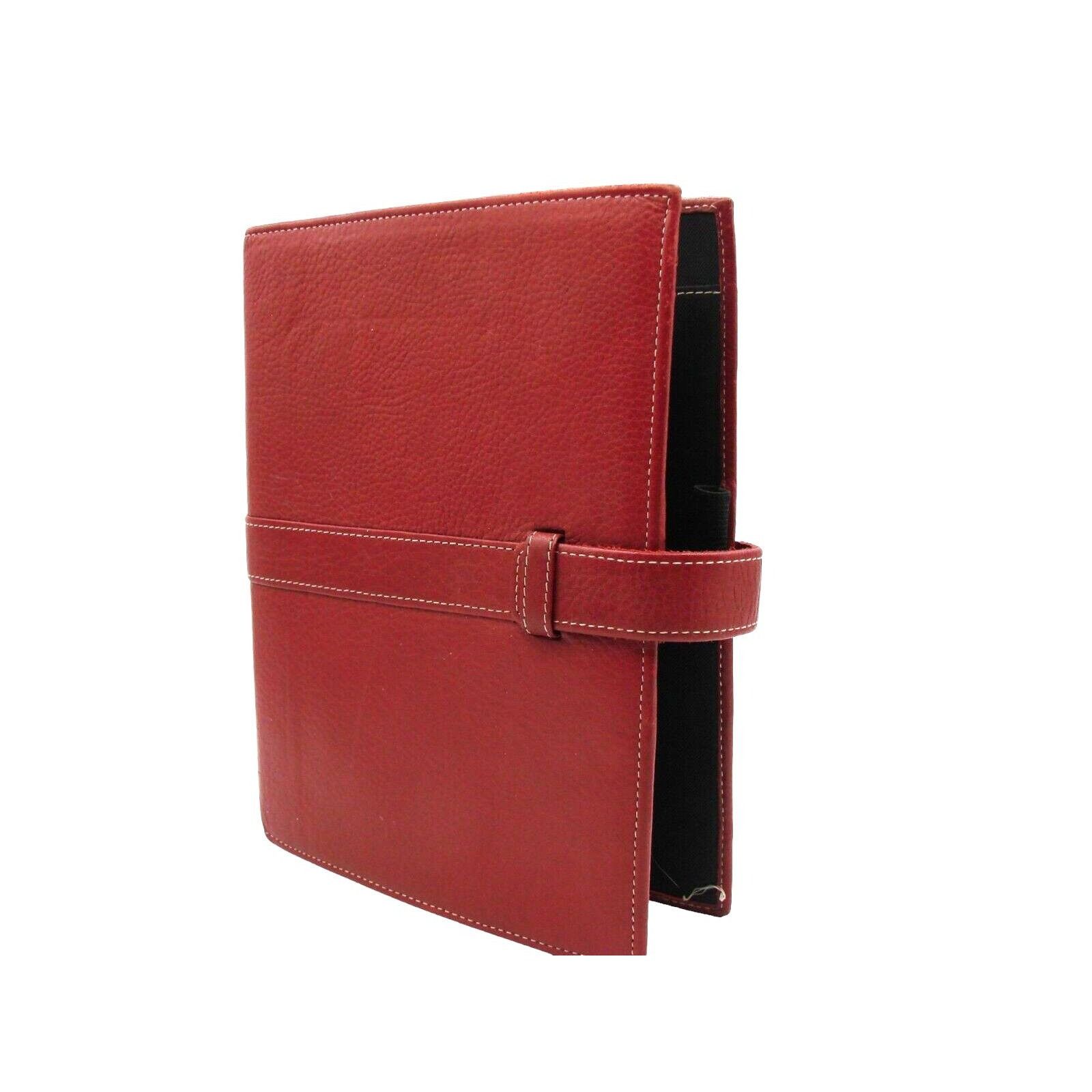Vintage day timer planner organizer binder red leather 7 ring card s