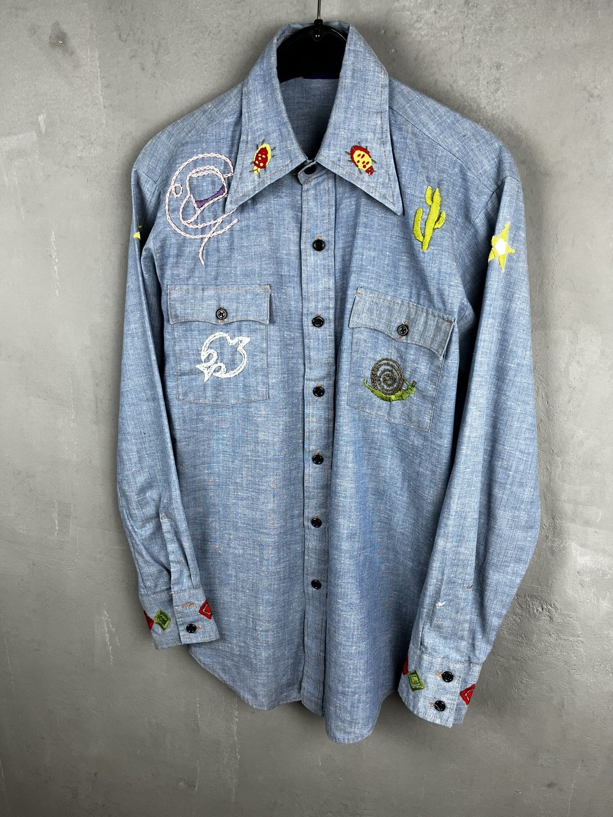 Vintage Vintage 70s Sears Jeans Joint Long Sleeve Button Shirt Size US M / EU 48-50 / 2 - 1 Thumbnail