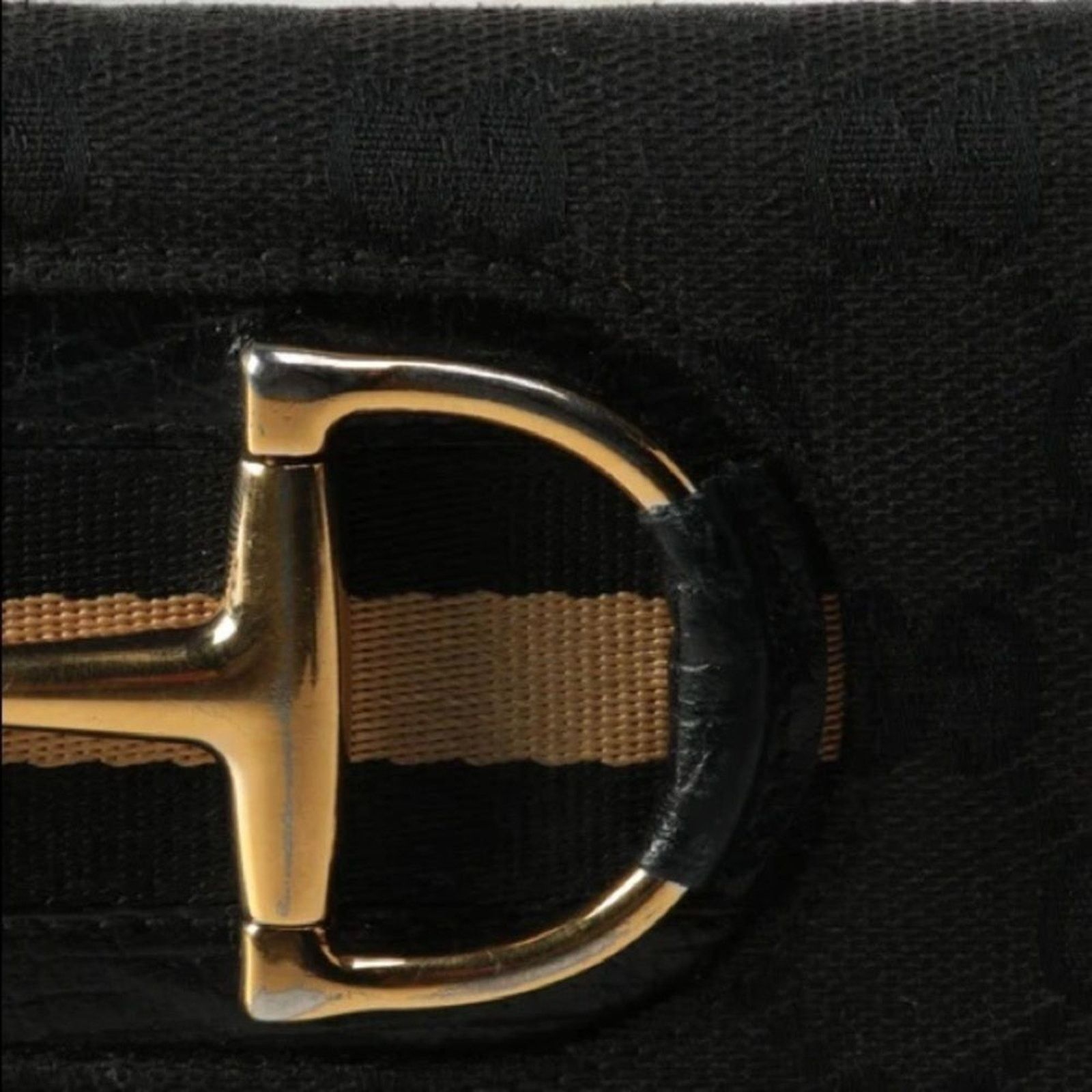 Gucci GUCCI Women's Vintage Black Canvas Horsebit Monogram Wallet Size ONE SIZE - 3 Thumbnail