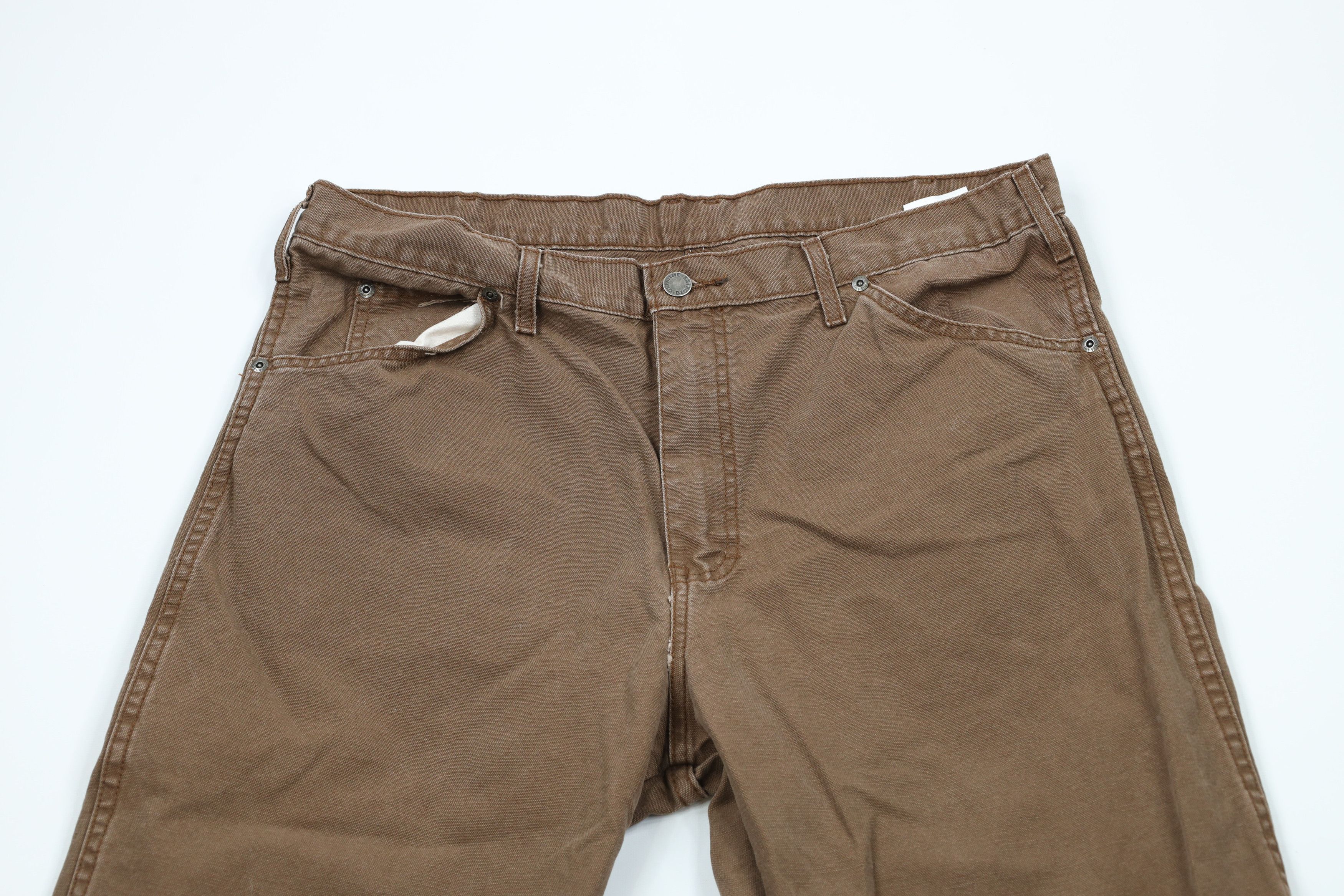 Dickies × Vintage Vintage Dickies Wide Leg Canvas Dungaree Pants Brown Cotton Size US 36 / EU 52 - 2 Thumbnail