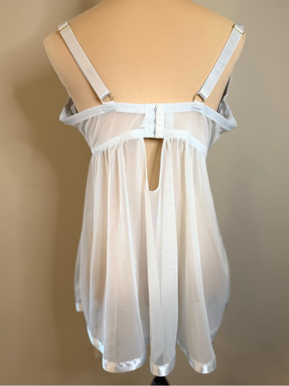 Other White floral lace bra lingerie top sheer mesh camisole SZ 1X Size ONE SIZE - 4 Thumbnail