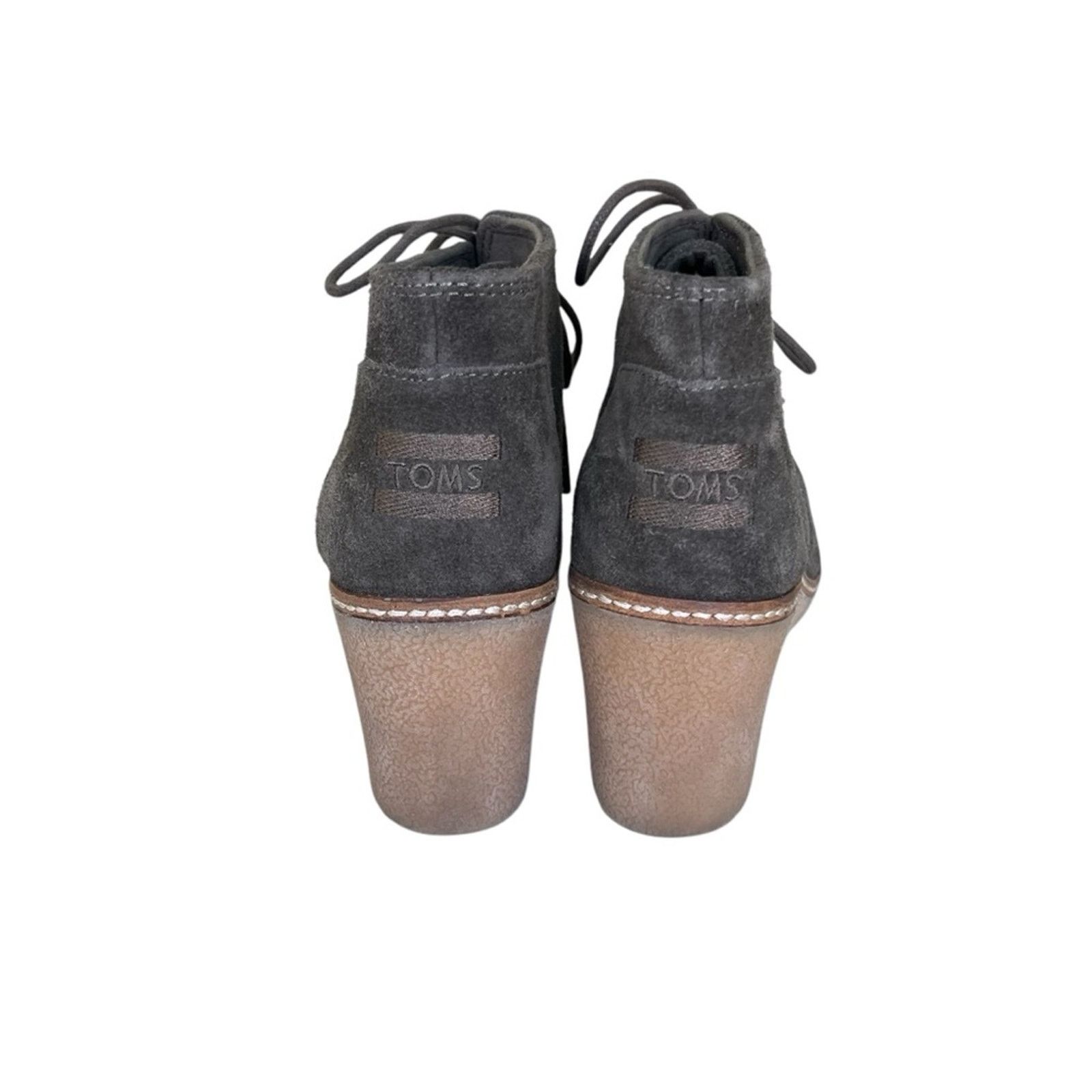 Toms Toms Faux Suede Lace Up Wedge Heel Bootie Smokey Brown 7.5 M Size US 7.5 / IT 37.5 - 3 Thumbnail