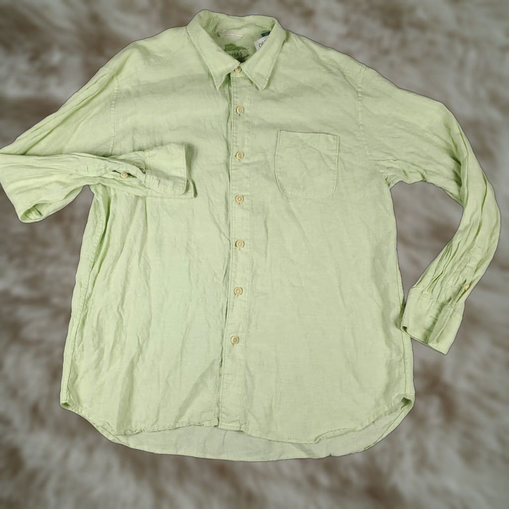 Tommy Bahama Tommy Bahama Shirt Mens XL Green Linen Button-Up Long Sleeve Shirt - Button Up, Linen, Green, Tommy Bahama, Mens, XL Size US XL / EU 56 / 4 - 1 Thumbnail