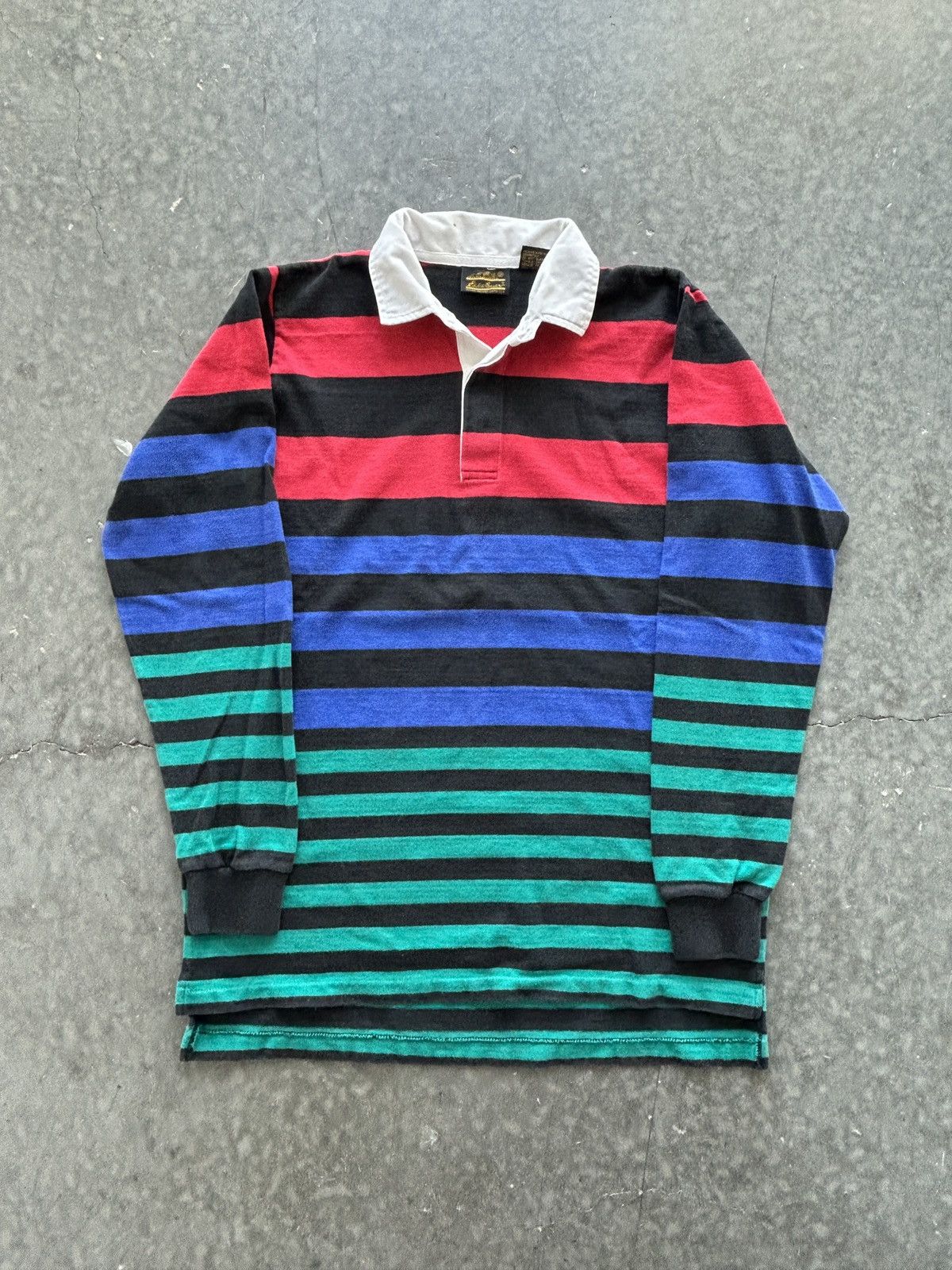 Eddie Bauer Vintage 90s Eddie Bauer Striped Rugby Polo Shirt Size US L / EU 52-54 / 3 - 1 Thumbnail