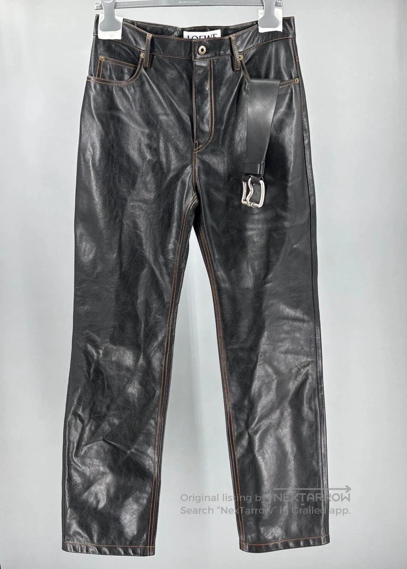 Loewe Loewe Men's Black Leather Pants Spring Summer 2025. Size US 30 / EU 46 - 2 Thumbnail