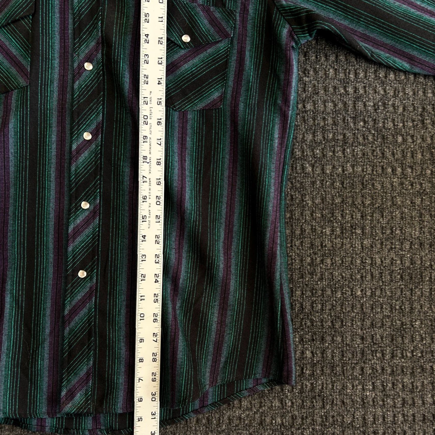 Armani VINTAGE Karman Button-Up Shirt Western Long Sleeve 16-34 Purple Stripes Black Acrylic Neck Collared Men 90s Western Southwestern Native Size US L / EU 52-54 / 3 - 7 Thumbnail