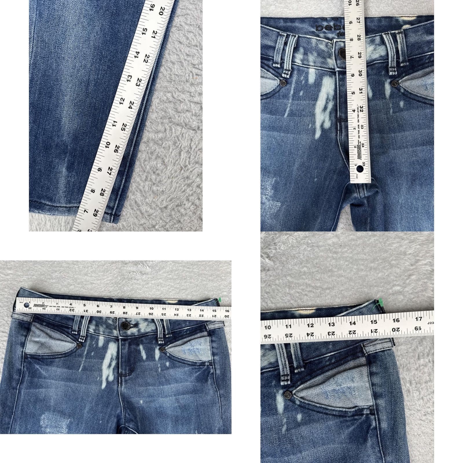 Bebe Bebe Jeans Womens Skinny 27 Blue Med Wash Low Rise Distressed Slim 29x30 Denim Size 27" / US 4 / IT 40 - 8 Thumbnail