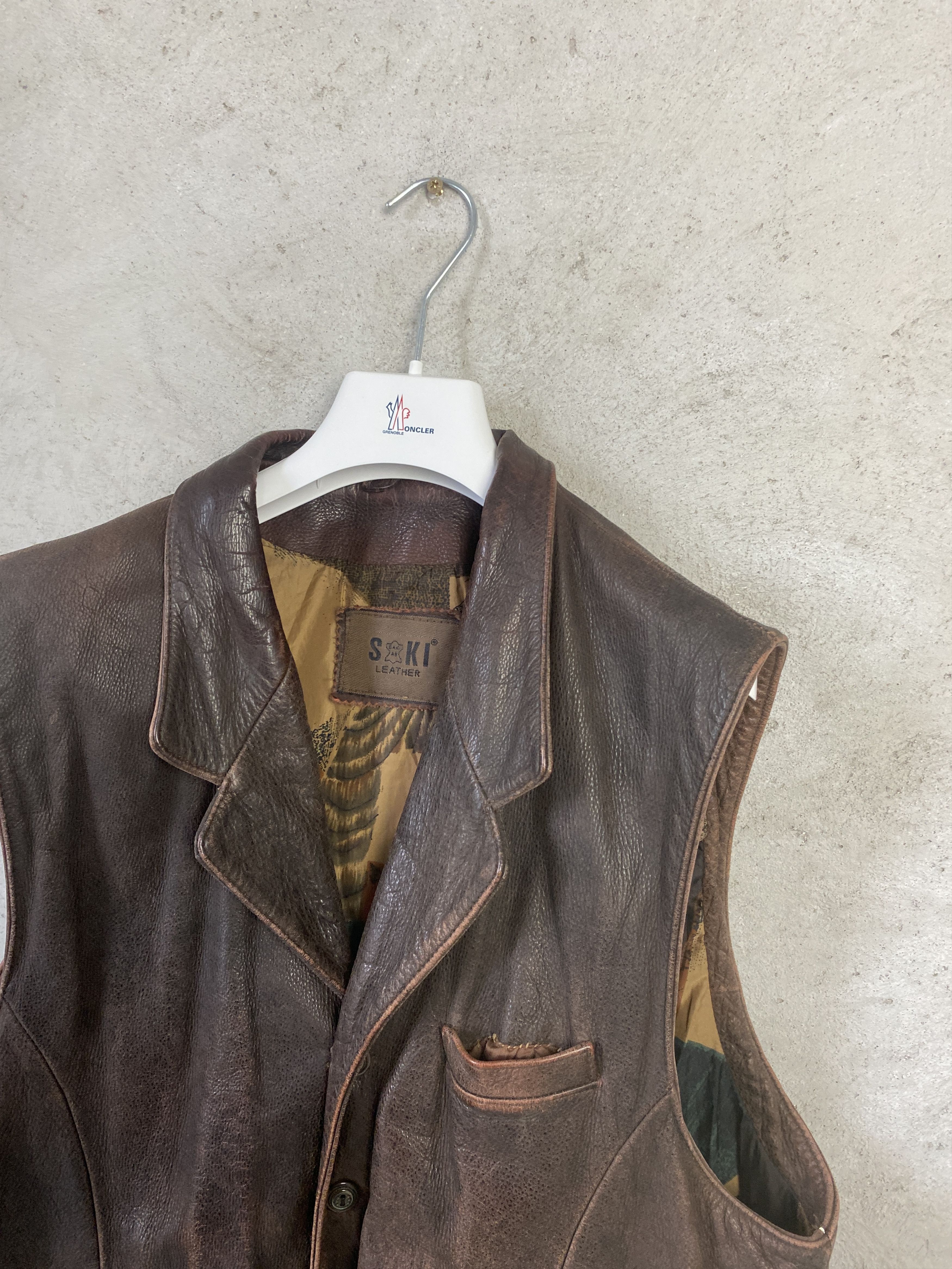 Genuine Leather Vintage real leather vest jacket retro Size US M / EU 48-50 / 2 - 2 Thumbnail