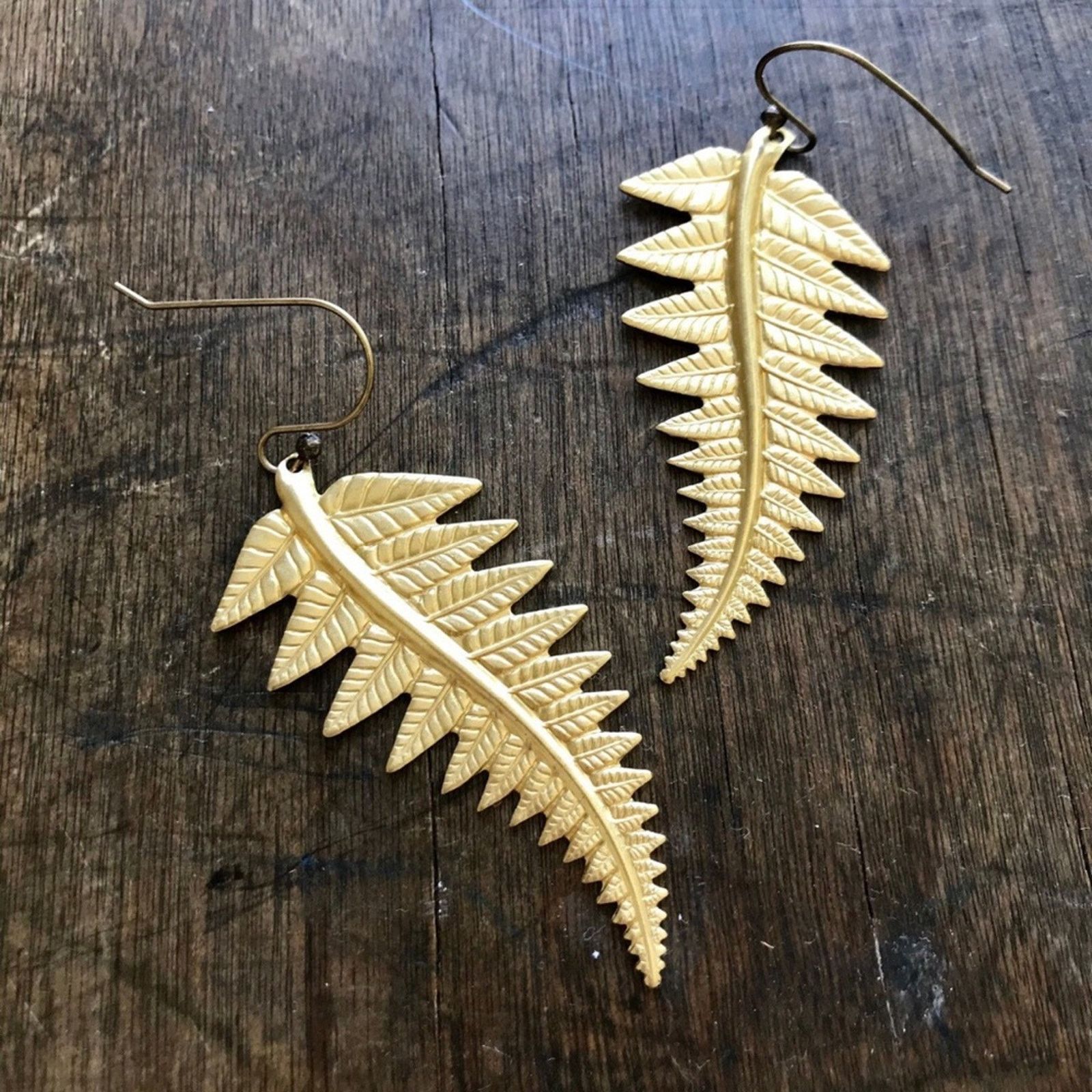 Handmade Gold Leaf Earrings Size ONE SIZE - 4 Thumbnail