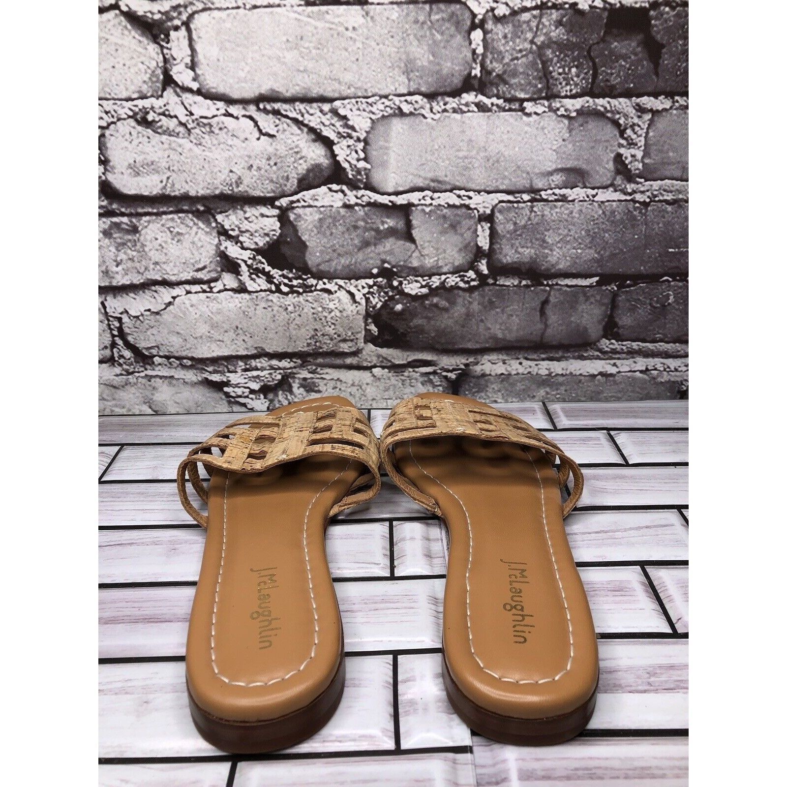 J.McLaughlin J. McLaughlin WILLA Tan Leather Cork Flat Slides Sandals Wom Size US 7.5 / IT 37.5 - 4 Thumbnail