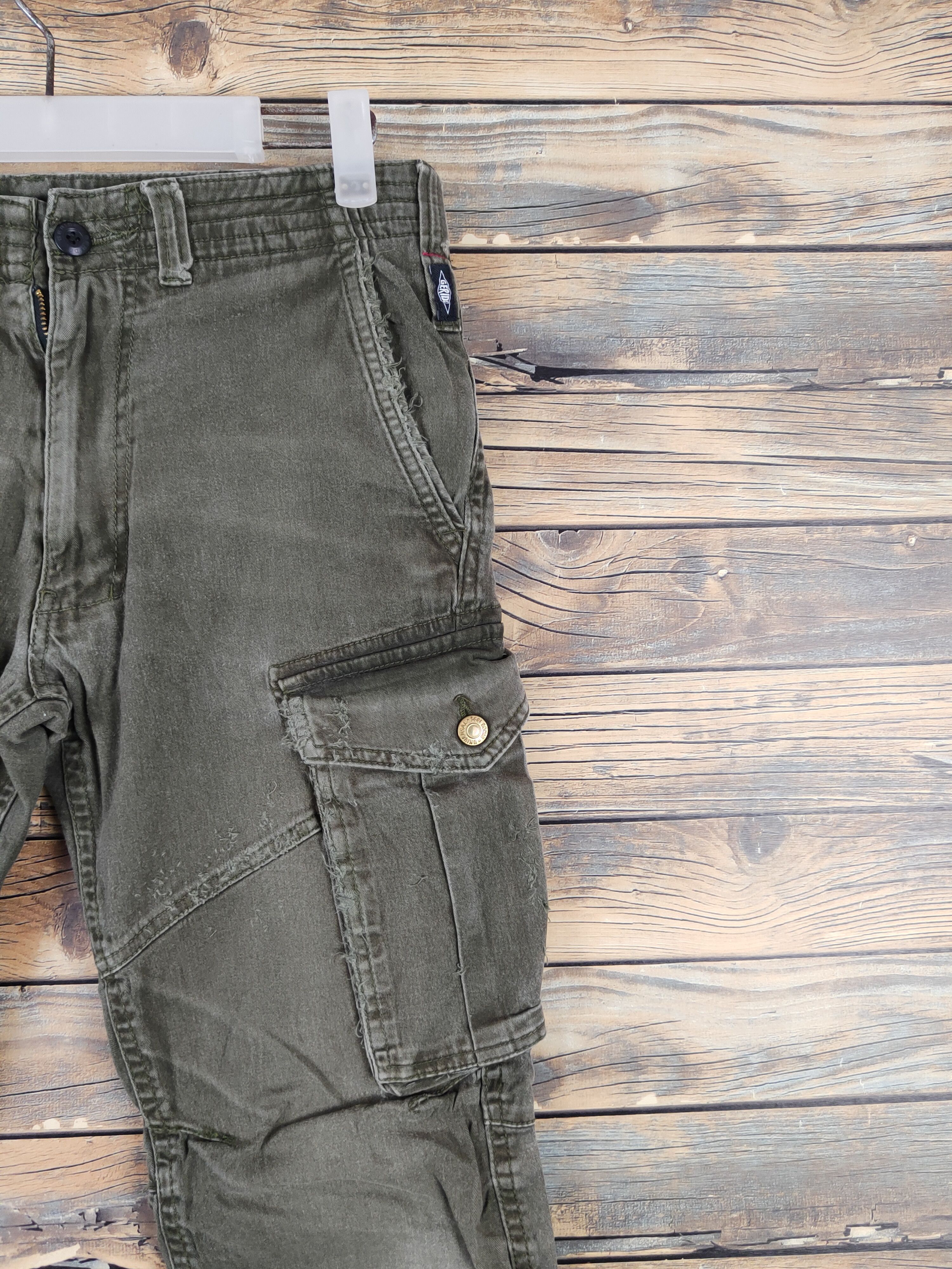 Japanese Brand Geride Olive Faded Multipocket Tactical Cargo Pants #W1047 Size US 29 - 5 Thumbnail