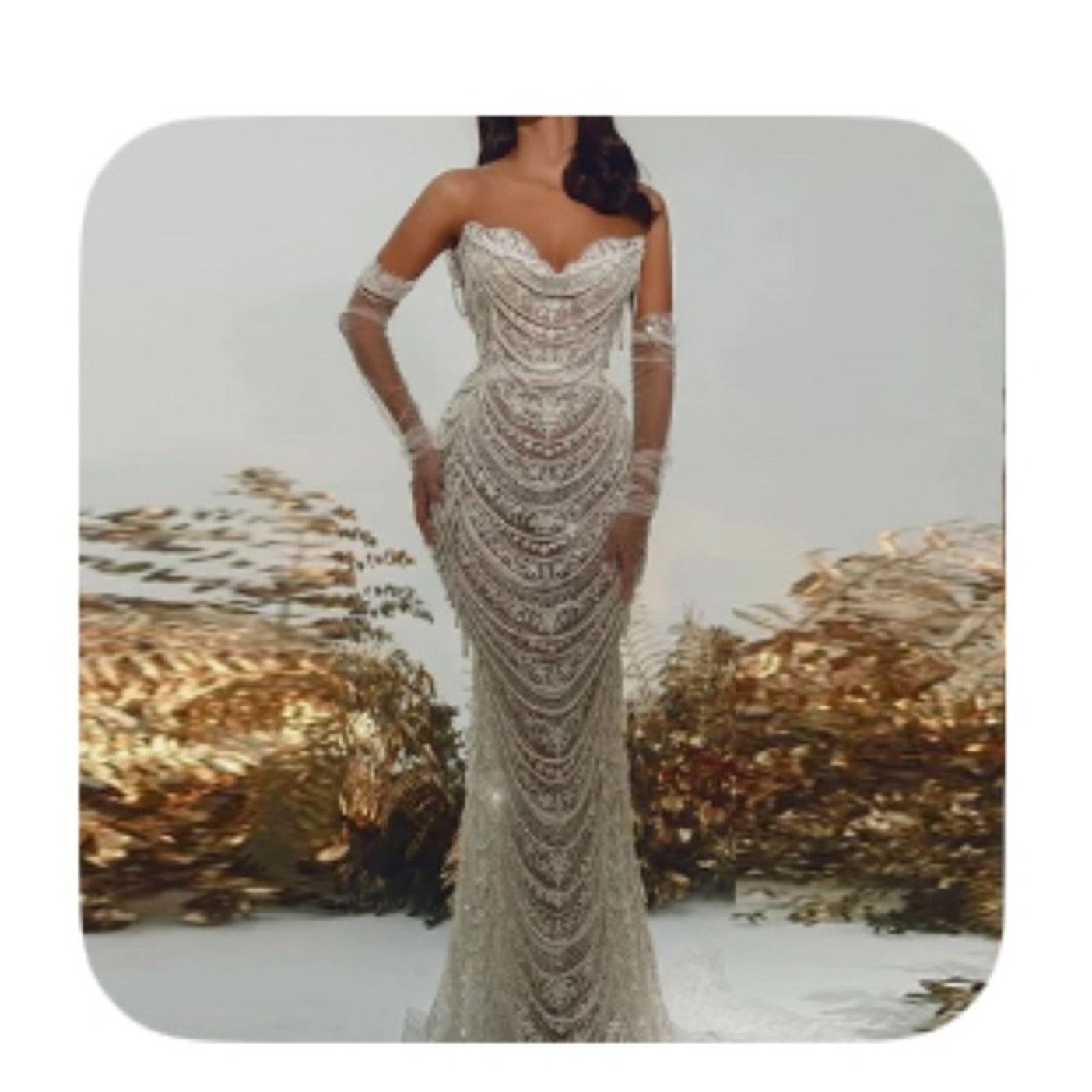 Other New Elegant Off-Shoulder Lace Pearl Wedding Dress size S Size S / US 4 / IT 40 - 3 Thumbnail